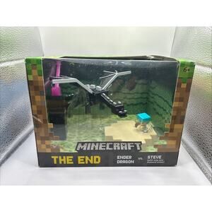 Minecraft THE END Ender Dragon Vs Steve Figurine Mattel NEW *Damaged Box*